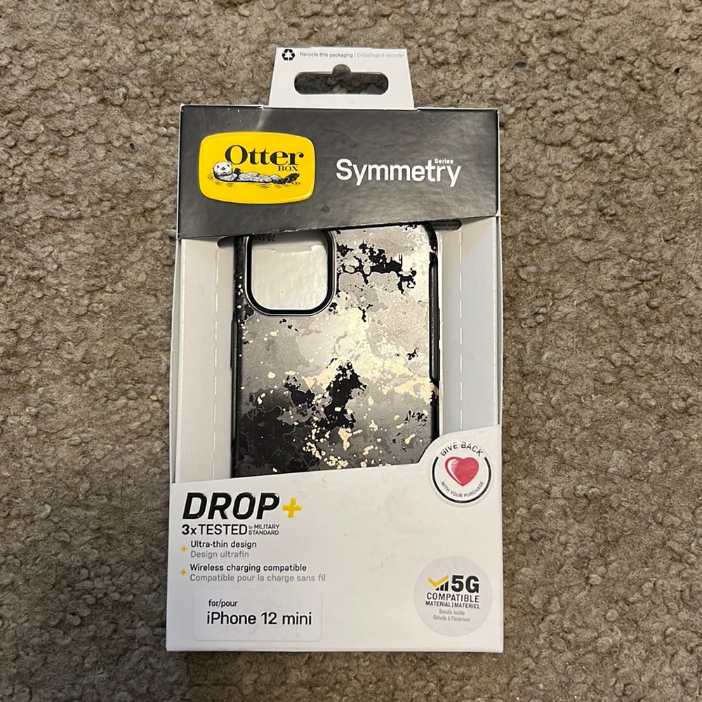 Brand new iPhone 12 mini black and gold OtterBox case